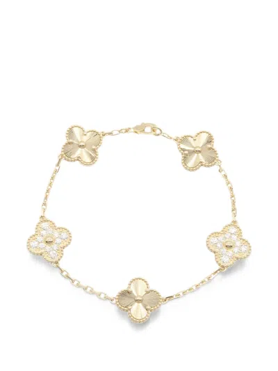 Pre-owned Van Cleef & Arpels 2010s Vintage Alhambra Diamond Bracelet In Gold