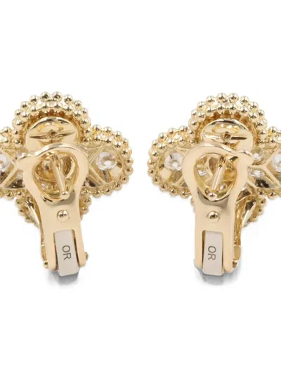 Pre-owned Van Cleef & Arpels 2010s Vintage Alhambra Diamond Earrings In Gold