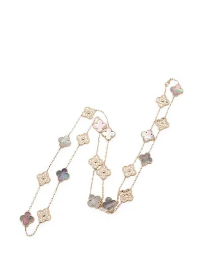 Pre-owned Van Cleef & Arpels 2010s Vintage Alhambra Diamond Necklace In 粉色