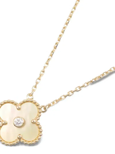 Pre-owned Van Cleef & Arpels 2010s Vintage Alhambra Diamond Necklace In Gold