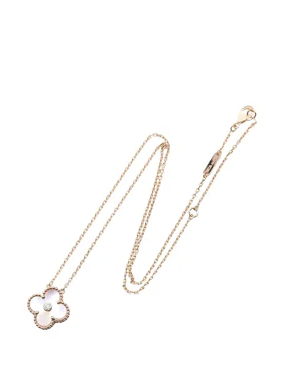 Pre-owned Van Cleef & Arpels 2010s Vintage Alhambra Diamond Necklace In Pink