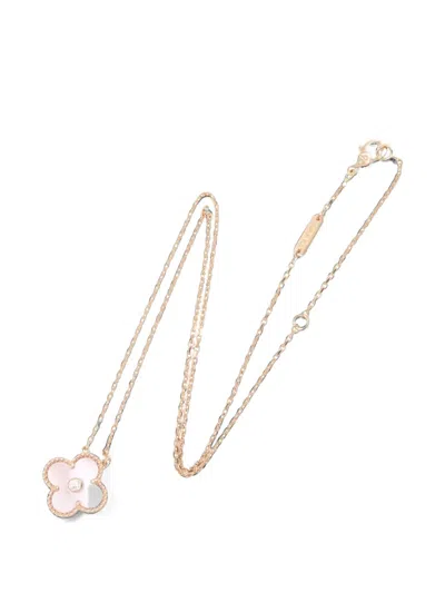 Pre-owned Van Cleef & Arpels 2010s Vintage Alhambra Diamond Necklace In Pink