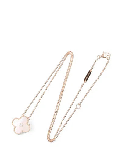 Pre-owned Van Cleef & Arpels 2010s Vintage Alhambra Diamond Necklace In Pink