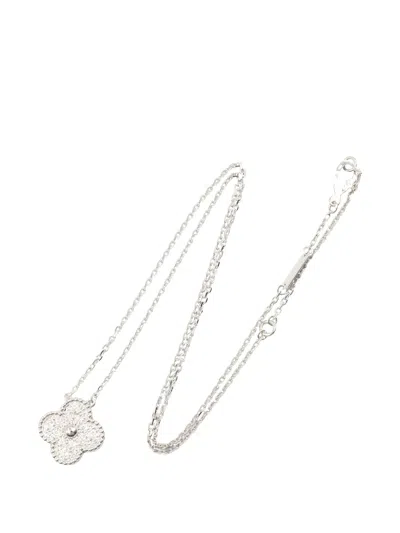 Pre-owned Van Cleef & Arpels 2010s Vintage Alhambra Diamond Necklace In Silver