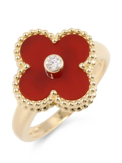 Pre-owned Van Cleef & Arpels 2010s Vintage Alhambra Diamond Ring In Gold