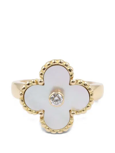 Pre-owned Van Cleef & Arpels 2010s Vintage Alhambra Diamond Ring In Gold