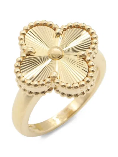 Pre-owned Van Cleef & Arpels 2010s Vintage Alhambra Guilloché Ring In Gold