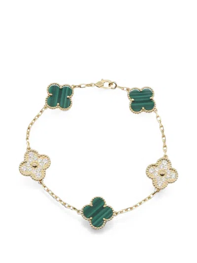 Pre-owned Van Cleef & Arpels 2010s Vintage Alhambra Malachite Bracelet In 金色
