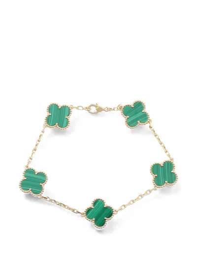 Pre-owned Van Cleef & Arpels 2010s Vintage Alhambra Malachite Bracelet In Gold