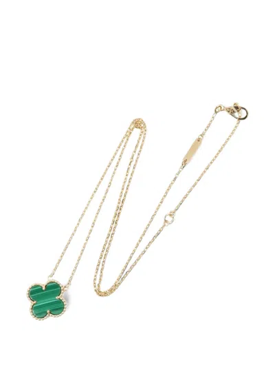 Pre-owned Van Cleef & Arpels 2010s Vintage Alhambra Malachite Necklace In 金色