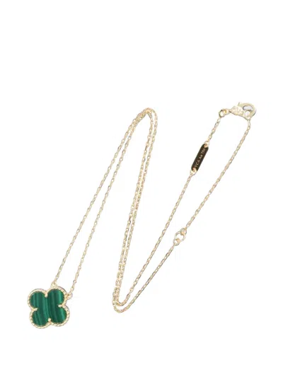 Pre-owned Van Cleef & Arpels 2010s Vintage Alhambra Malachite Necklace In Gold