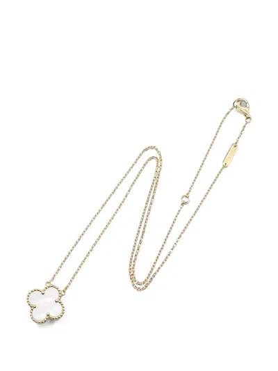 Pre-owned Van Cleef & Arpels 2010s Vintage Alhambra Mother Of Pearl Necklace In Gold