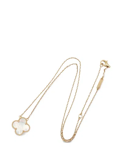 Pre-owned Van Cleef & Arpels 2010s Vintage Alhambra Mother Of Pearl Necklace In Gold