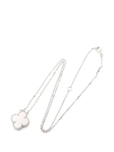 Pre-owned Van Cleef & Arpels 2010s Vintage Alhambra Mother Of Pearl Necklace In Silver