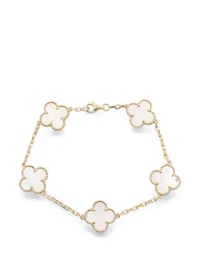 Pre-owned Van Cleef & Arpels 2010s Vintage Alhambra Mother-of-pearl Bracelet In Gold
