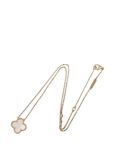 Pre-owned Van Cleef & Arpels 2010s Vintage Alhambra Mother-of-pearl Necklace In Gold