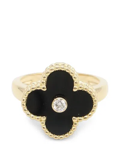Pre-owned Van Cleef & Arpels 2010s Vintage Alhambra Onyx Ring In Gold