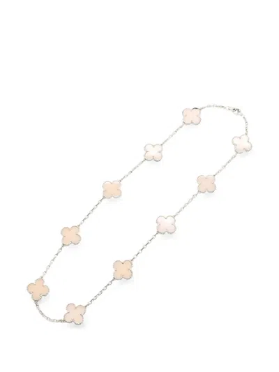 Pre-owned Van Cleef & Arpels 2010s Vintage Alhambra Pink Opal Necklace In Silver