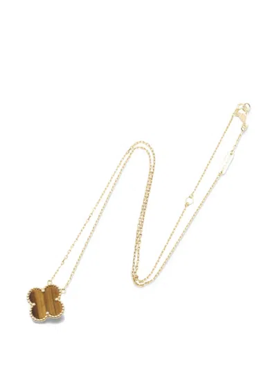 Pre-owned Van Cleef & Arpels 2010s Vintage Alhambra Tiger-eye Necklace In Gold
