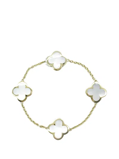 Pre-owned Van Cleef & Arpels 2015-2025 18k Yellow Gold And Mother Of Pearl Pure Alhambra Bracelet In White