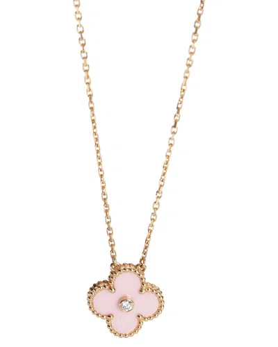 Pre-owned Van Cleef & Arpels 2015 Limited Edition Vintage Alhambra 0.05 Ct. Tw. Diamond  Pendant (authentic Pr