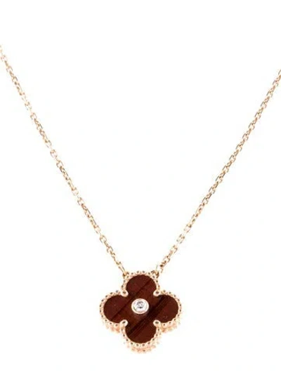 Pre-owned Van Cleef & Arpels 2017 Holiday Limited Edition Vintage Bull's Eye Alhambra Necklace, 16.5" In Brown
