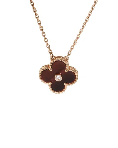 Pre-owned Van Cleef & Arpels 2017 Limited Edition Vintage Alhambra Rose Gold 0.05 Ct.  Tw. Diamond Pendant (au
