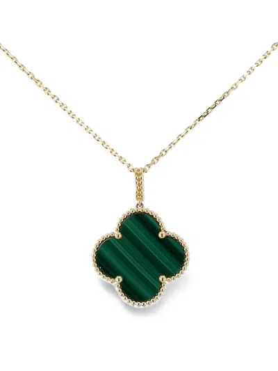 Pre-owned Van Cleef & Arpels 2020 Magic Alhambra Malachite Necklace In Gold