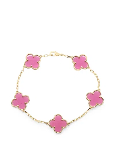 Pre-owned Van Cleef & Arpels 2020s Vintage Alhambra Enamel Bracelet In Gold