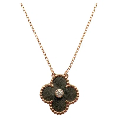 Pre-owned Van Cleef & Arpels 2023 Holiday Alhambra Silver Obsidian Rose Pendant Necklace In Red