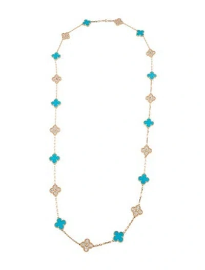 Pre-owned Van Cleef & Arpels 2024 Limited Edition Vintage Alhambra Long Necklace, 20 Motifs, 33.5" In Multi