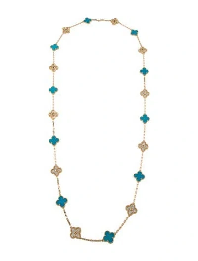 Pre-owned Van Cleef & Arpels 2024 Limited Edition Vintage Alhambra Long Necklace, 20 Motifs, 33.75" In Multi