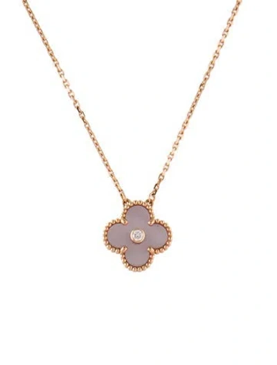 Pre-owned Van Cleef & Arpels 2025 Limited Edition Mother Of Pearl Vintage Alhambra Pendant Necklace, 16.25" In Multi
