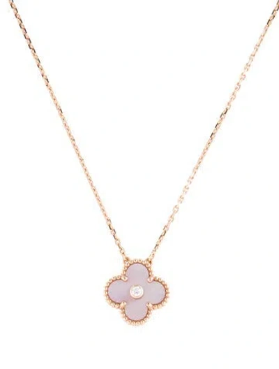 Pre-owned Van Cleef & Arpels 2025 Limited Edition Mother Of Pearl Vintage Alhambra Pendant Necklace, 16.5" In Multi
