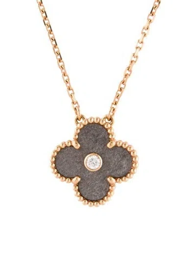 Pre-owned Van Cleef & Arpels 2025 Limited Edition Mother Of Pearl Vintage Alhambra Pendant Necklace, 18.5" In Gray