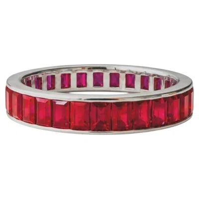 Pre-owned Van Cleef & Arpels 5 Ct. Platinum Ruby Band Ring In Multiple