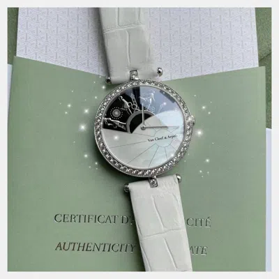 Pre-owned Van Cleef & Arpels A Day In Paris Vcaro3zb00 White White Gold Diamond Automatic Women Wristwatch 38 Mm