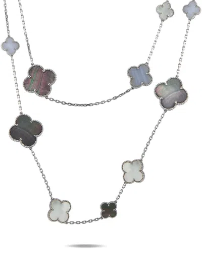 Pre-owned Van Cleef & Arpels Alhambra 16-motif Necklace In Silver