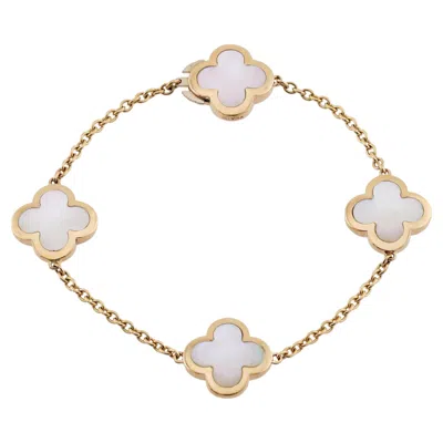 Pre-owned Van Cleef & Arpels Alhambra 4 Motif Mop Yellow Gold Bracelet