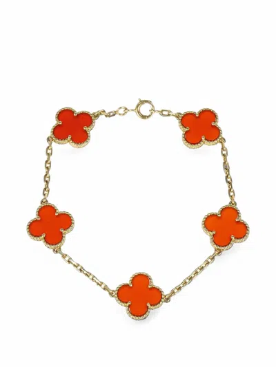Pre-owned Van Cleef & Arpels Alhambra Carnelian Bracelet In Gold