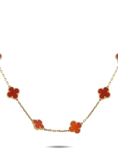 Pre-owned Van Cleef & Arpels Alhambra Carnelian Clover 20-motif Necklace In Gold