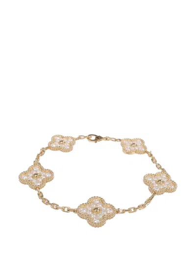Pre-owned Van Cleef & Arpels Alhambra Diamond Bracelet In Gold
