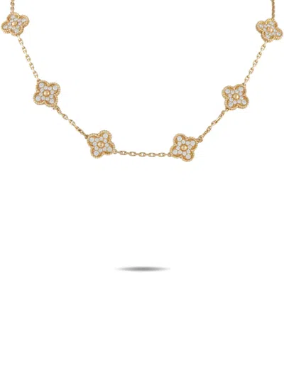 Pre-owned Van Cleef & Arpels Alhambra Diamond Necklace In Gold