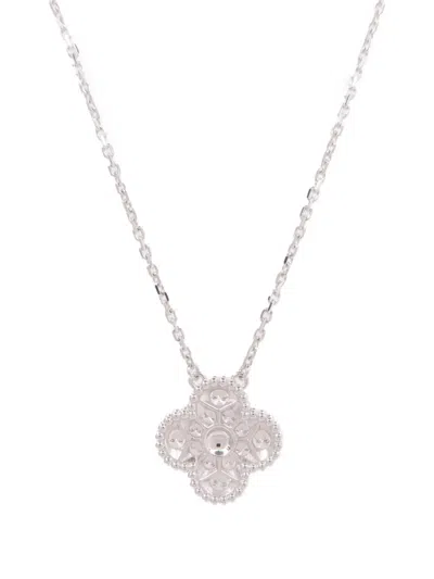 Pre-owned Van Cleef & Arpels Alhambra Diamond Necklace In Silver