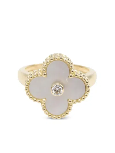 Pre-owned Van Cleef & Arpels Alhambra Diamond Ring In Gold