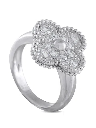 Pre-owned Van Cleef & Arpels Alhambra Diamond Ring In Silver