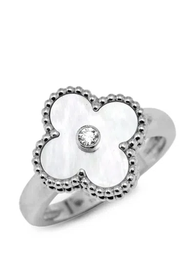Pre-owned Van Cleef & Arpels Alhambra Diamond Ring In Silver