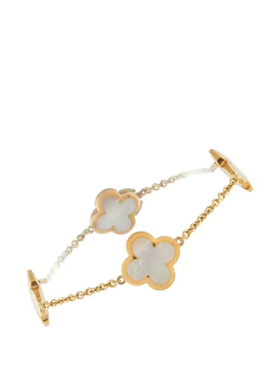 Pre-owned Van Cleef & Arpels Alhambra Mother-pearl-clover Bracelet In Gold
