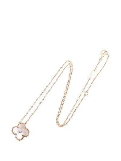 Pre-owned Van Cleef & Arpels Alhambra Mother-of-pearl Necklace In Gold