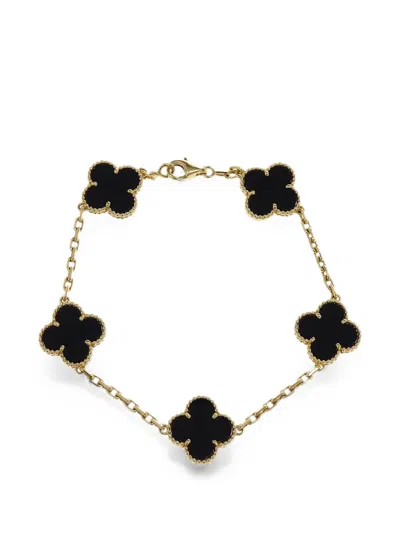 Pre-owned Van Cleef & Arpels Alhambra Onyx Bracelet In Gold